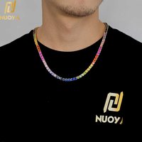 Hip Hop 5MM Iced Out Multicolored Gemstone Tennis Chain Women Luxury Men Rainbow Colorful Necklace Drop Shipping