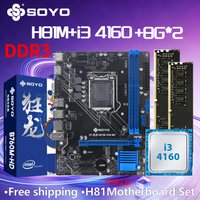 H81M Motherboard SOYO DDR3 i3 4160 CPU LGA1150 RAM 16GB(8G*2)M.2 VGA HDMI RJ45 PC Gaming Mainboard PCIE3.0X16 COM SATA3.0 TPM