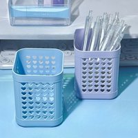 Square Multifunctional Storage Box Creative Pen Holder Portable Desktop Organizer for Student Office Stationery
