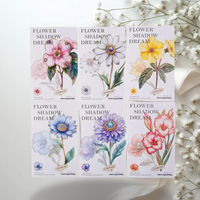 15 Exquisite Irregular Hard Card Stickers 6 Designs of Long-Branched Blooms from the Flower Shadow Illusion Series