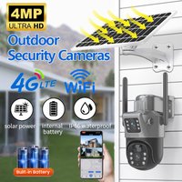 Kamera solarna 4MP 4G WIFI z podwójnym obiektywem i dwoma ekranami, zewnętrzna bezprzewodowa kamera IP PTZ z panelem solarnym, kamera do monitoringu bezpieczeństwa.