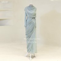 MEOD Crystal High Neck Muslim Women's Evening Gown Long Sleeve Dubai Abendkleid Elegant A line فساتين سهرة Customized