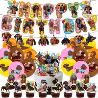 Sausage Dog Birthday Party Decorations Includes Banner, Cake Topper, Paper Garlands and Balloon Perfect for Sausage Dog Party