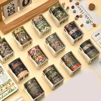 5 Rolls/Box Forest Plant Print Washi Tape Set Decorative Masking Tape for DIY Scrapbook Diary Photo Album Crafting Supplies