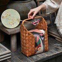 Bamboo and rattan woven hand basket gift wedding full moon birthday company annual meeting gift basket