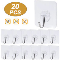 5/10/20/30PCS Kitchen Self-adhesive Wall Hooks Multi-Purpose Stainless Steel Keys Towel Holder For Kitchen Bathroom Accessories