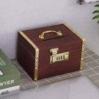 Wooden Combination Lock Piggy Bank, Adult Treasure Box Savings Box, Simple Home Storage Gadget, Safe and Anti-Theft