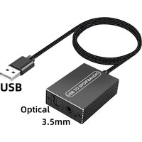 USB A to 3.5mm and TOSLINK Optical Audio Adapter, Unidirectional USB to S/PDIF Transmitter Digital Converter for PS5 PC Speaker