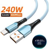 240W USB to Type C Fast Charging Cable USB C to USB C Quick Charge Data Wire For iPhone Xiaomi 0.25m/1m/1.5m/2m USB C Data Line
