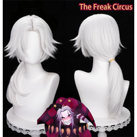 The Freak Circus Clown Pierrot Adult Cosplay Wig White Hair Long Straight Wig For Men Daily Halloween Party Daily Play Role Prop