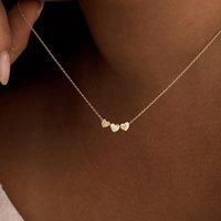 Custom Tiny 3D Initial Heart Charm Necklace Gold Letter Stainless Steel Family Necklace, Minimalist Womens Christmas Gift