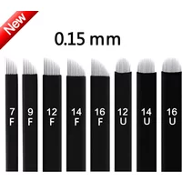 0.15mm 50Pcs Laminas Nano Tebori Microblading Black 12/14/16/18 Flex U Shape Tattoo Needles Blade Permanent Makeup Eyebrow Pen