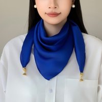 1 satin solid color 70 square scarf magnetic buckle pendant silk scarf simple plain monochrome scarf women's thin versatile