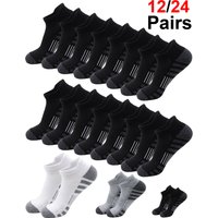 Unisex Cushioned Breathable Ankle Athletic Running Socks Low Cut Sports Tab 12 Pairs Or 24 Pairs for Men And Women