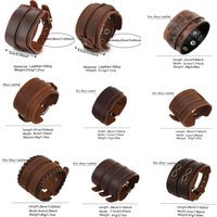Classic Men's Leather Bracelet Multi-style Handmade Weave Wide Bracelets Vintage Brown Man Jewelry Wholesale Dropshipping