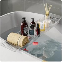 Bathroom Bathtub Tray Expandable Bath Table Over Tub Multifunctional Bath Rack Organizer For Book Wine Phone Bathroom Shower