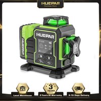 Huepar W03CG Laser-Wasserwaage, 3 x 360 selbstnivellierend, 3D-Bluetooth-Laser mit 12 Linien, elektrisch drehbarer Basis und großem LCD-Bildschirm