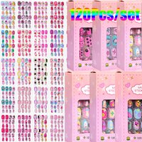 120Pcs/set Cartoon Kawaii Cute False Nail Tips 5*24Pcs Acrylic Nails Tips Full Cover Short Fingernail Press on Fake Nails &*&