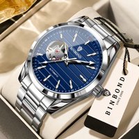 BINBOND Luxury mechanical wristwatches for men luminous waterproof automatic tourbillon men's watch vintage skeleton reloj
