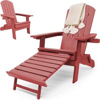 Waterproof Outdoor Garden Patio Beach Classic Folding Lounge Plastic Adirondack Chairs With Footrest