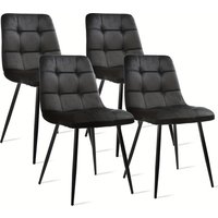 Set Of 4 Elegant Black Velvet Dining Chairs Upholstered High-Density Cushioned Seats with Ergonomic Backrest & Sturdy Metal Frame Perfect for Dining Room, Kitchen Or Living Space