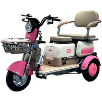 Pink Parent Child Electric Tricycle 3 Wheel Electric Scooter For Adults Women 3 Seats With Anti Theft 600W 60V Mobility Scooter