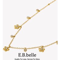E.B.belle Mini Zircon Flower Pendant Necklace 18K Gold Plated Stainless Steel Hypoallergenic Women Jewelry