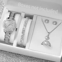 6PCS/Set Luxury Rhinestone Women Watches Fashion Ladies Quartz Wristwatch Jewelry Set Reloj Mujer(Without Box)