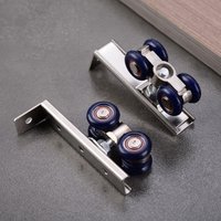2pcs/set Sliding Door Roller Hardware Slide Doors Pulley 4 Wheels Home Room Wood Door Hanging Wheels Rail Track Pulley