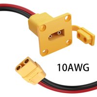 JMUYTOP 3FT 10AWG XT90 Panel Mount Male to Female Cable Heavy Duty For Solar Generator/LiPo Battery/FPV Drone Adapter