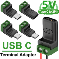 1/3/5PCS Solderless Terminal Adapter USB C/Micro Male To 2Pin Type-C Female To 2 Pin Crimp Terminal Block 5V Charge Connectors
