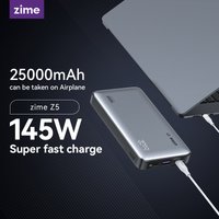 zime Z5 Power Bank 25000mAh 145W Power Bank 100W Self-Charging & Digital Display QC3.0/PD3.0 For Macbook/ iPhone/Samsung/Tablet
