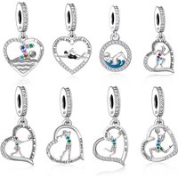 FC Jewelry Fit Original Pan Charms Bracelet 925 Sterling Silver Love Swimming Swimmer Bead For Making Coach Daughter Berloque