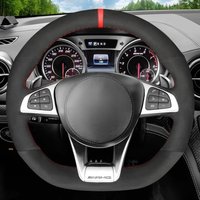 Anti-Slip Black Suede Car Steering Wheel Braid Cover For Mercedes-Benz A45 AMG W205 C43 C63S AMG CLA45 CLS63 AMG GLC 43 63 AMG