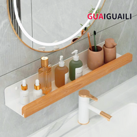 Bathroom Shelves,Wood bathroom shelf wall without drilling, Seasoning Board shower Storage Rack,No drill bathroom shelf
