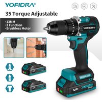 YOFIDRA 13 MM Bürstenlosen Elektrischen Schlagbohrmaschine 35 + 3 Drehmoment Cordless Holzbearbeitung Schraubendreher Power Tool Für Makita Batterie pin