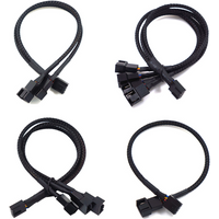 4 Pin Pwm Fan Cable 1 To 2/3/4 Ways Splitter Black Sleeved 27cm Extension Cable Connector PWM Extension Cables