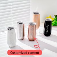 6oz Custom Double Insulated Champagne Flute Tumbler with Lid, Unbreakable Reusable Cocktail Cups Champagne Toasting Glasses
