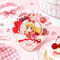Cute Dessert Crepe Shaped Layered Acrylic Badge Brick, Sweet Ice Cream Fruit Print Protector Holder, Fits 58mm Round Anime Pins