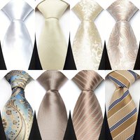New White Beige Color Jacquard Men's Neckties 8CM Paisley Striped Dots Business Formal Neck Ties Wedding Party Suit Cravat Gift