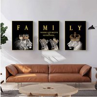 Lion Family, Modern Nordic Minimalism, Canvas Print Painting, Wall Painting Bathroom Living Room Dining Room Sofa Home Decor