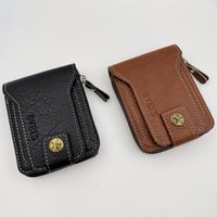 1pc men's short zipper wallet, PU material lightweight wallet, vintage US dollar wallet