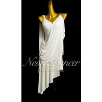 Neondancer New Women's Latin Dance Costume, Rumba Performance Competition Costume, Mesh Fabric Latin Long Dress