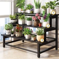 Robuster Mehrstufiger Pflanzenständer aus Kohlenstoffstahl Blumentopfhalter für Innen und Außen Balkon Terrasse Rostbeständige Pflanzenständer für Inn