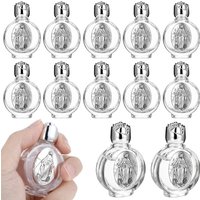 Glass Holy Water Bottles 0.5oz Embossed Travel Refillable Jesus for Catholic Communion Baptism Wedding Favors for Guests