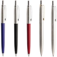 5Pcs Metal Ballpoint Pens Set,G2 Refill Blue Ink Automatic Pens, Promotional Writing Pens for School Office Stationery Metal Pen