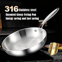 KEMORELA 316 Stainless Steel Frying Pan, Mirror Polished Design,Three-Layer Stainless Steel Multiple Sizes for Induction Cookers