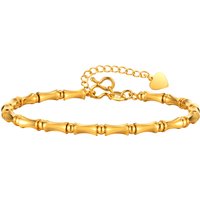 Stainless Steel Bamboo Style Link Bracelet Women, Dainty High Polish Statement Anniversary Gift