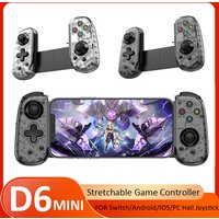 NEW D6Mini Stretchable Game Controller with Hall Trigger Vibration Joystick For Switch/Android/IOS/PC Foldable Type-C Gamepad
