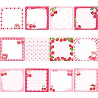 12/24/36pcs Red Cherry Memo Pads Set,Self-Stick Notes Pads,Refrigerator Sticky Notes for Home Use Office Kids Gifts Supplies